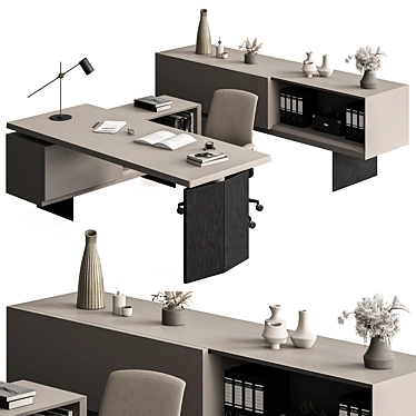 Executive Desk Set - Office Furnishings 3D model image 1 