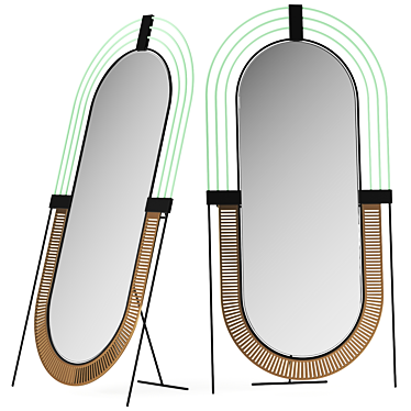 Posidonia Oval Metal Mirror Design 3D model image 1 