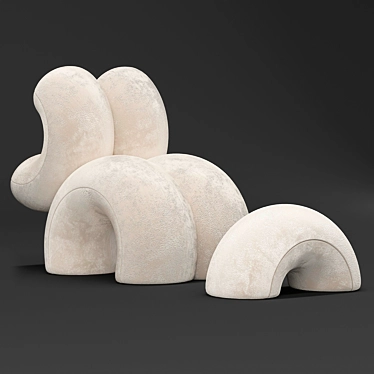 COUPLE - Plush Armchair Trio 3D model image 1 