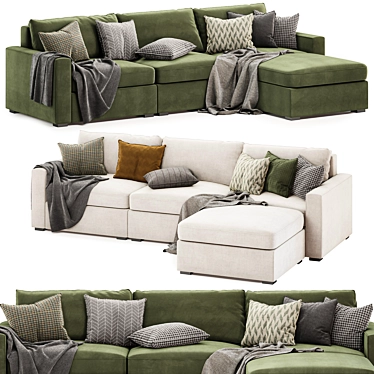 Stylish Maxwell sectional chaise sofa 3D model image 1 