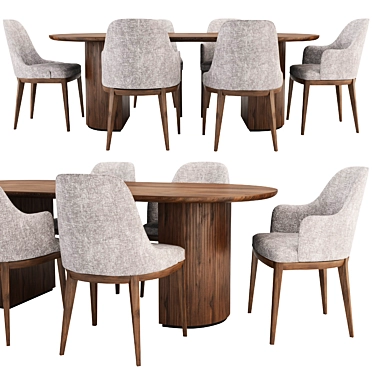 Elegant Dining Set: Anna Chairs & Moon Table 3D model image 1 