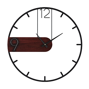 Metal Wood Wall Clock Elegant 3D model image 1 