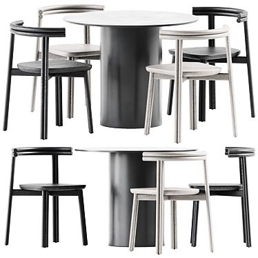 Sleek Dial Dining Set 3D model image 1 