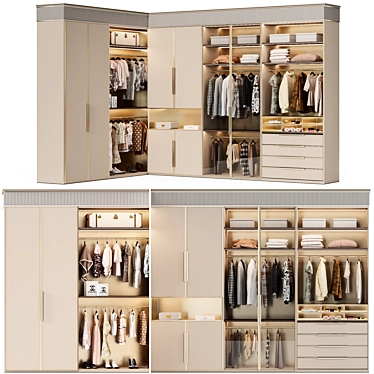 5-Door Modern Wardrobe with Render Optimization 3D model image 1 