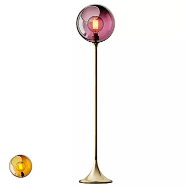 Elegant Ballroom Purple Gold Lamp 3D model image 1 