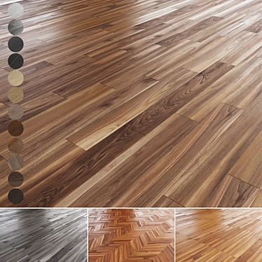 Oak Parquet Flooring Set 12 Colors 3D model image 1 