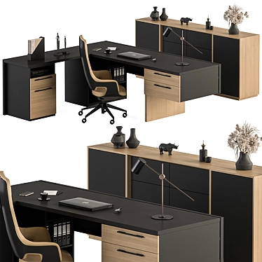 Executive Desk Set - Office Décor 3D model image 1 