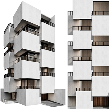 Modern Dual Facade Building Model 3D model image 1 