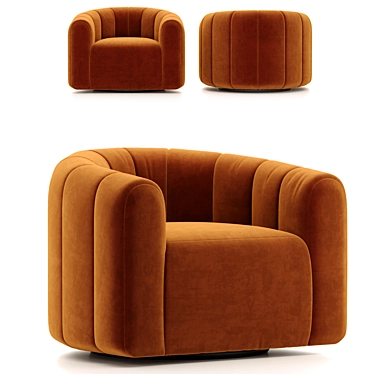 Lux Russet Velvet Swivel Chair 3D model image 1 