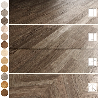 Oak Parquet Floors 12 Hues 3D model image 1 