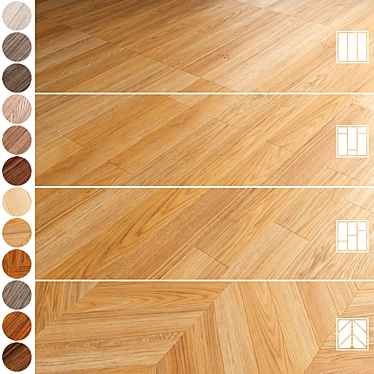 Oak Parquet Flooring 12 Colors 3D model image 1 