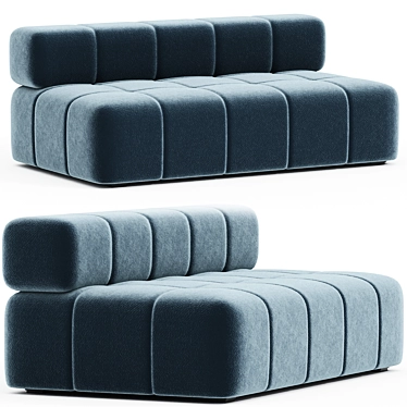 Velvet Blue Marine Modular Sofa 3D model image 1 