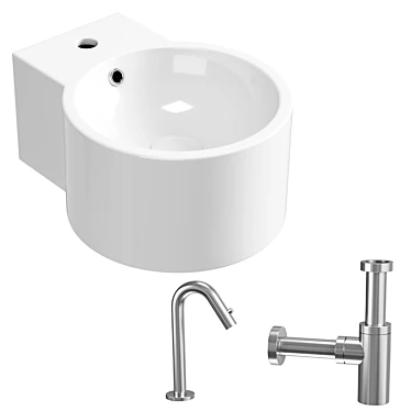 Kronos Glossy White Ceramic Sink 3D model image 1 