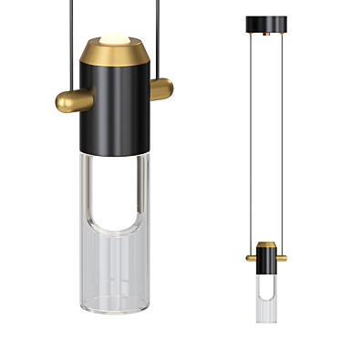 Glass Cylinder LED Pendant Light 3D model image 1 