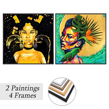 Modern Art Set with Frames 3D model image 1 