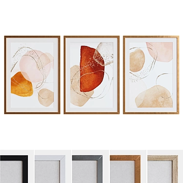 Modern Abstract Picture Frame Set 3D model image 1 