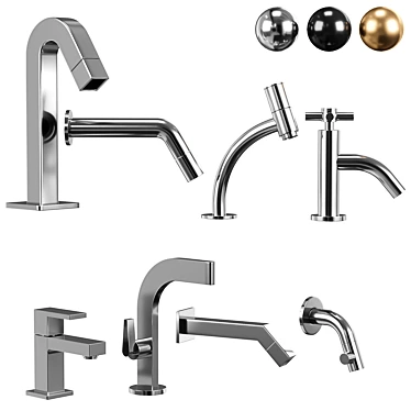 Elegant Chrome Bathroom Faucet Set 3D model image 1 