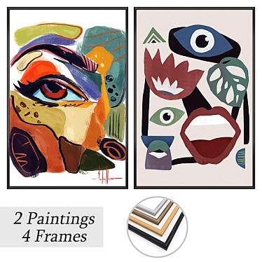 Artwork Set with Multiple Frames 3D model image 1 