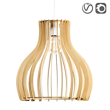 Natural Wood Pendant Light Fiji 3D model image 1 