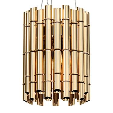 Golden Bamboo Pendant Chandelier 3D model image 1 