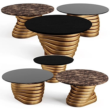 Modern Metal Base Coffee Table 3D model image 1 