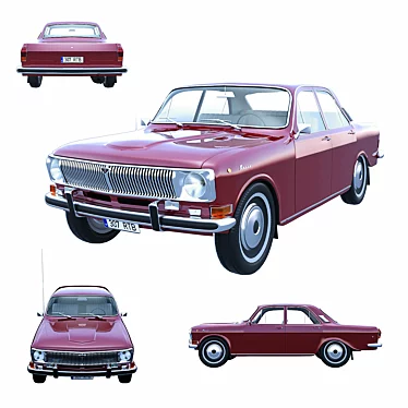 Vintage GAZ-24 Volga Sedan 3D model image 1 