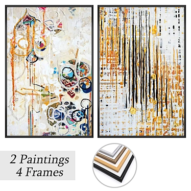  Modern Art Set with Frames 3D model image 1 