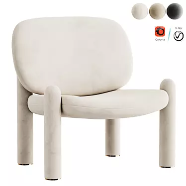 Stylish Fabric Armchair Design 3D model image 1 