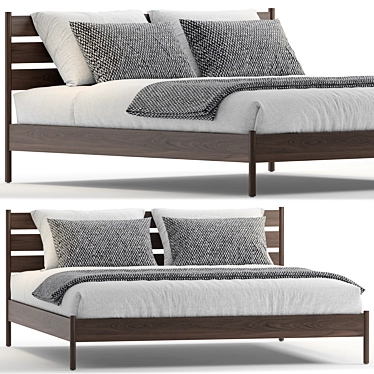 Modern Upholstered Wood King Bed 3D model image 1 