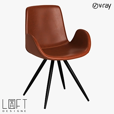 Modern Metal and Eco-Leather Chair 3D model image 1 