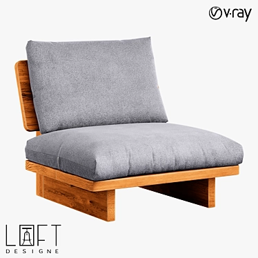 Modern Pine Fabric Armchair 3D model image 1 