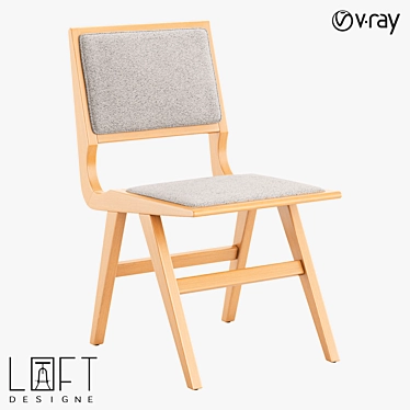 Vintage Wood Fabric Chair 3D model image 1 