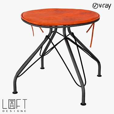 Metal Leather Stool 2270 Model 3D model image 1 