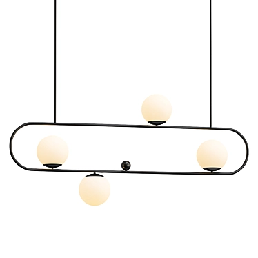 Sleek Black Horizontal Balance Chandelier 3D model image 1 