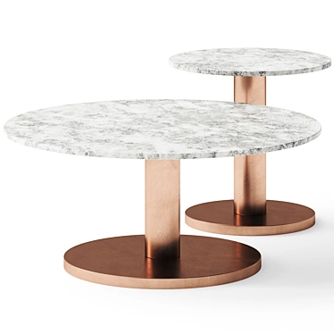 Sleek Marble Round Coffee Table 3D model image 1 