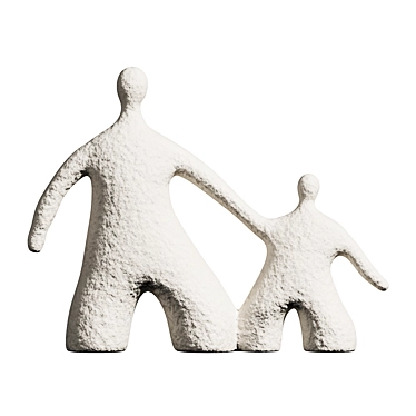 Nordic Ceramic Father Son Sculpture 3D model image 1 