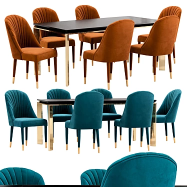 Modern Dining Chair and Table 3D model image 1 