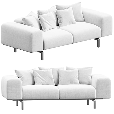 Spacious 2-Seater Sofa Chic Black 3D model image 1 