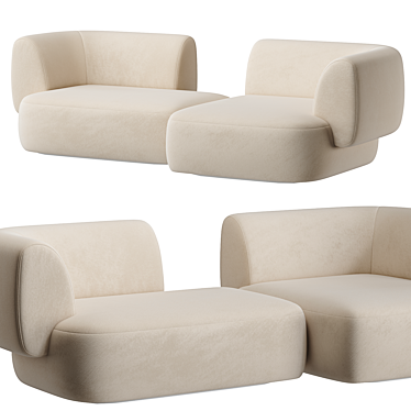 Modern Hug 3-Seater Sofa 3D model image 1 