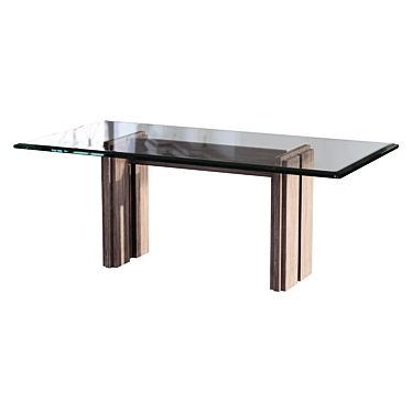 Coffee table A Mid Century Modern Italian travertine console pedestal table with glass top. Coffee table