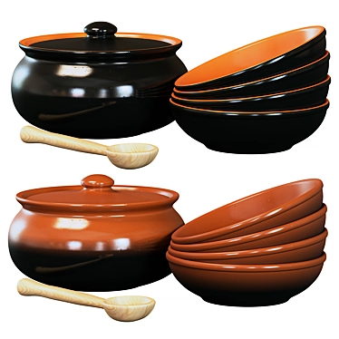 Vyatskaya Keramika Cookware Set 3D model image 1 