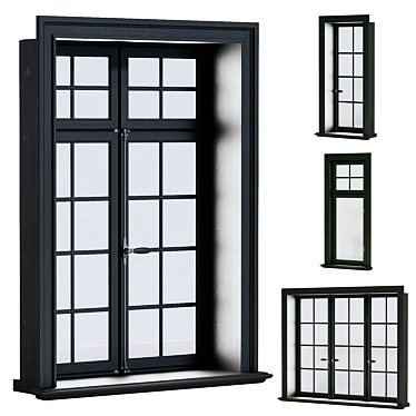 Scandinavian Windows Set with Textures 3D model image 1 