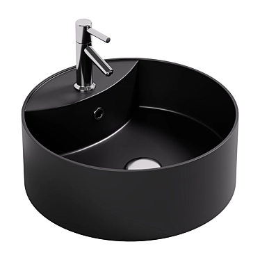 Ceramic Black Round Sink - 40cm Diameter 3D model image 1 