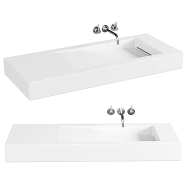 Modern Suspended Sink - Matte White 3D model image 1 