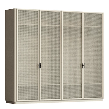 Modern Rattan Wardrobe With Curved Details 3D model image 1 