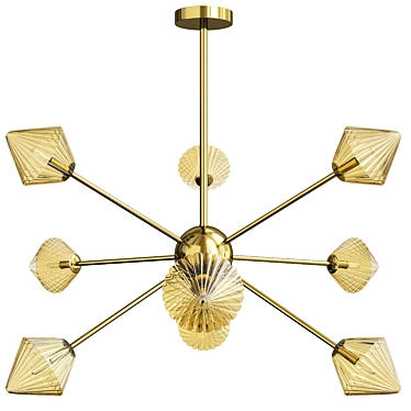 Modernist Amber Glass Diamond Chandelier 3D model image 1 