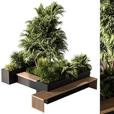 Urban Oasis Bench with Greenery 3D model image 1 