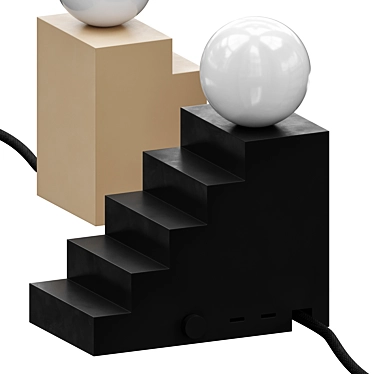 Modern Black Stair Sculpture 3D model image 1 