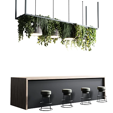  Plant-Hung Coffee Shop Counter 3D model image 1 