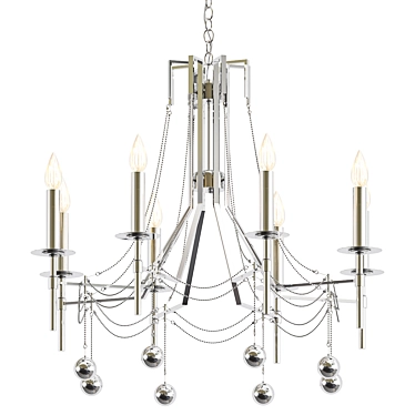 Elegant Annette Silver Chandelier 3D model image 1 